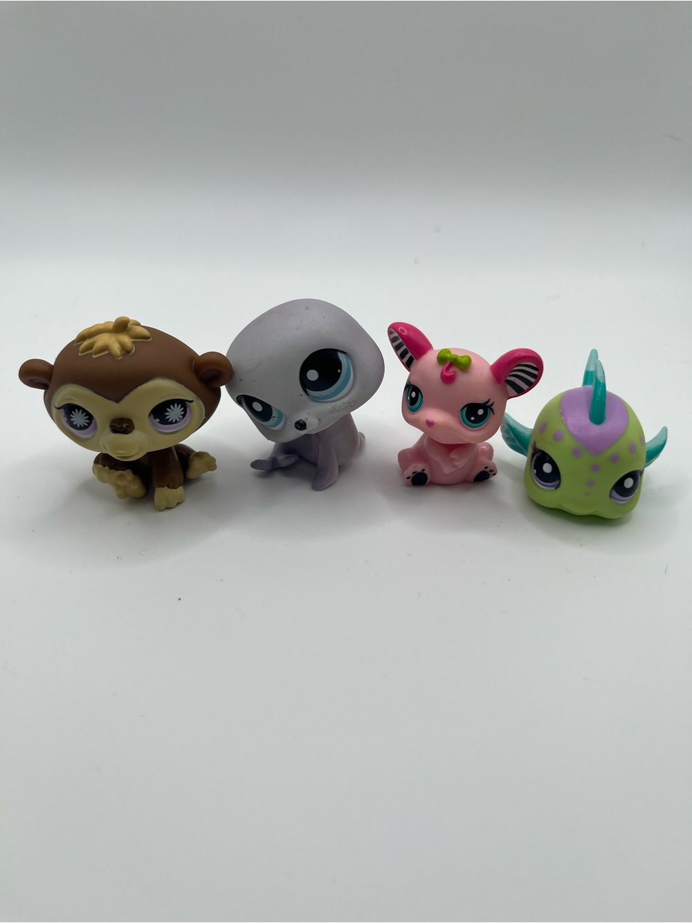 Hasbro Littlest Pet Shop Mixed Animals Figure Lot Of 4 Monkey Fish Hamster Seal